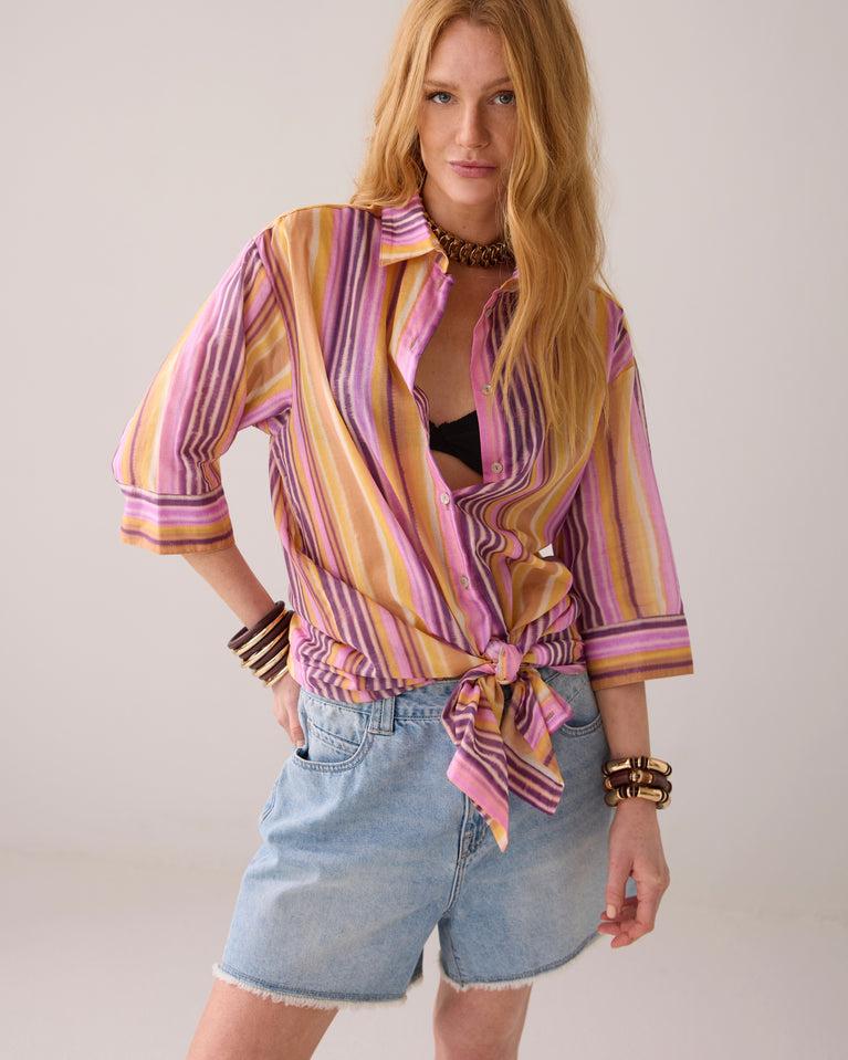 Summum Gestreepte Overhemdblouse