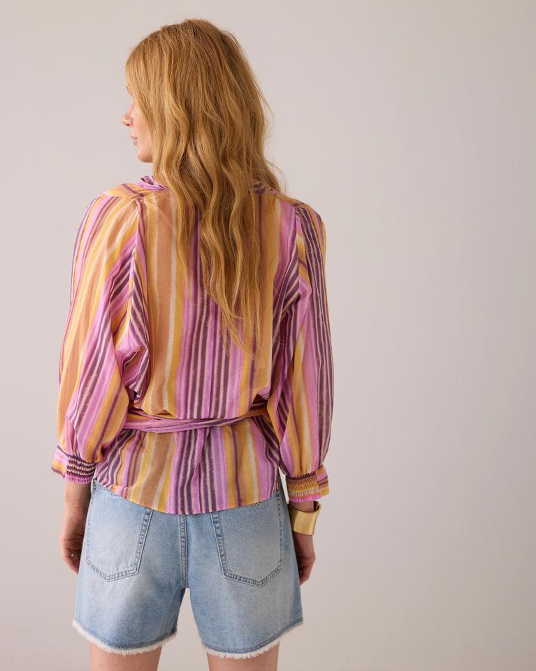 Summum Gestreepte Wikkelblouse