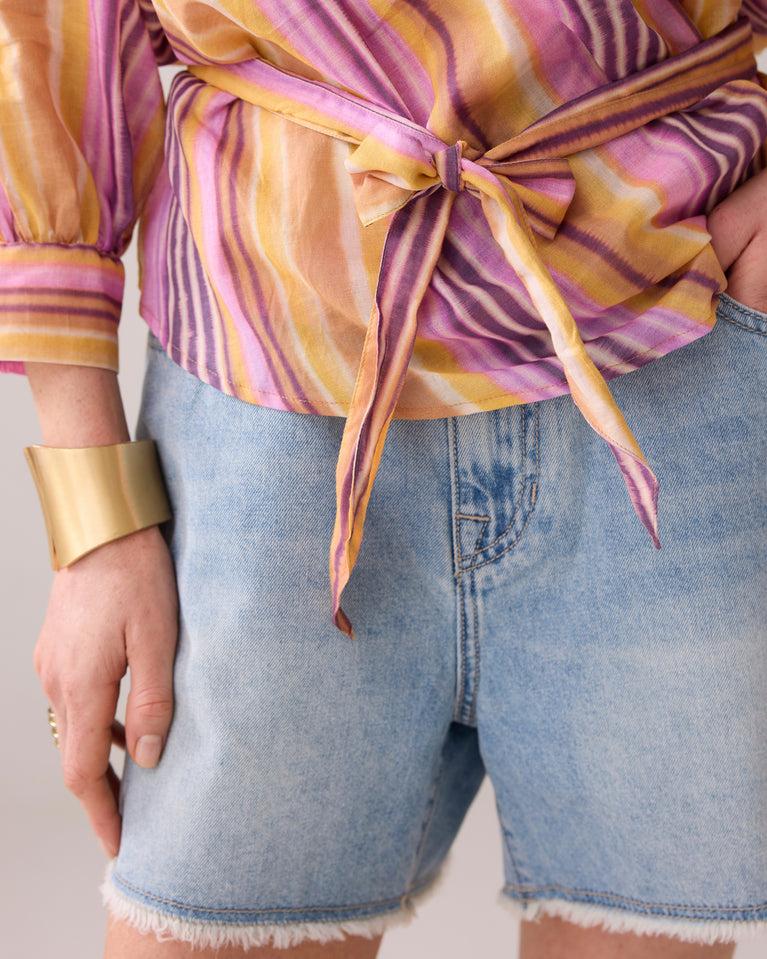 Summum Gestreepte Wikkelblouse