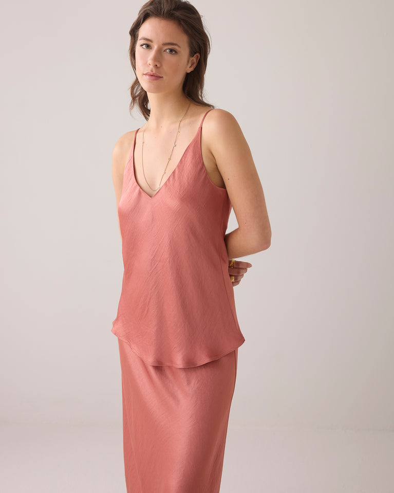 summum Glanzend singlet met spaghettibandjes