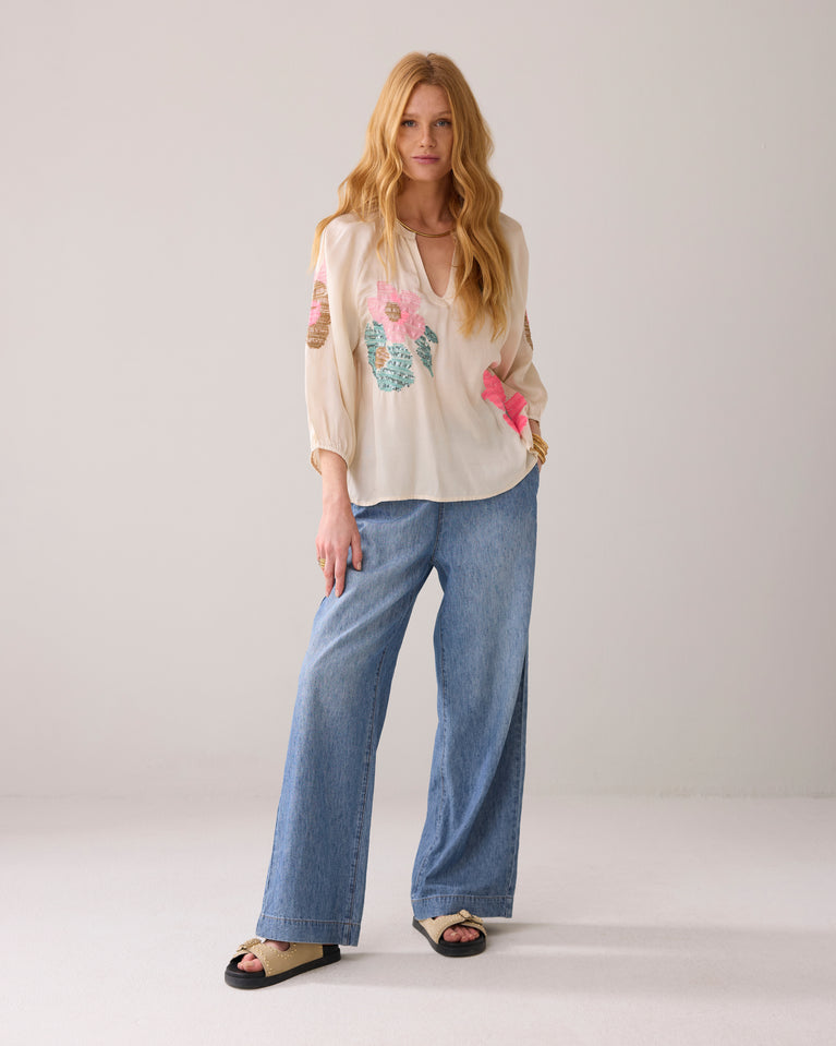 summum Glanzende A-lijn top