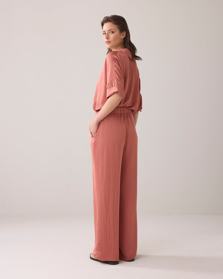 Summum Glanzende Broek Met Wijde Pijpen