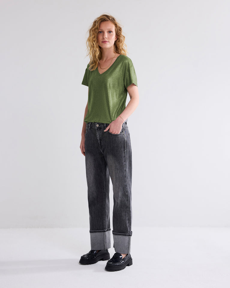 summum Glanzende V-hals top