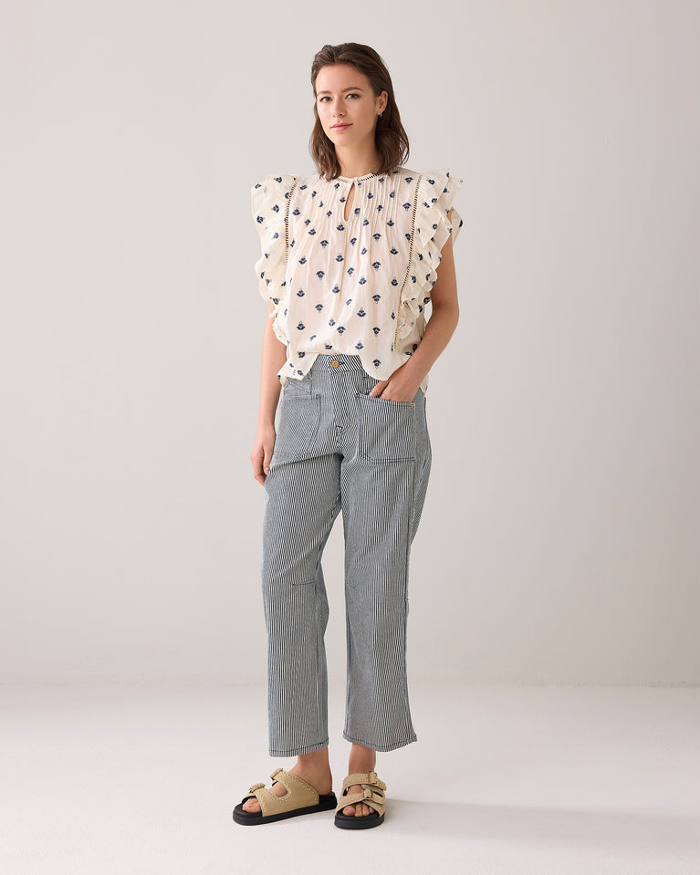 Summum Katoenen Top Met Geborduurde Bloemetjes