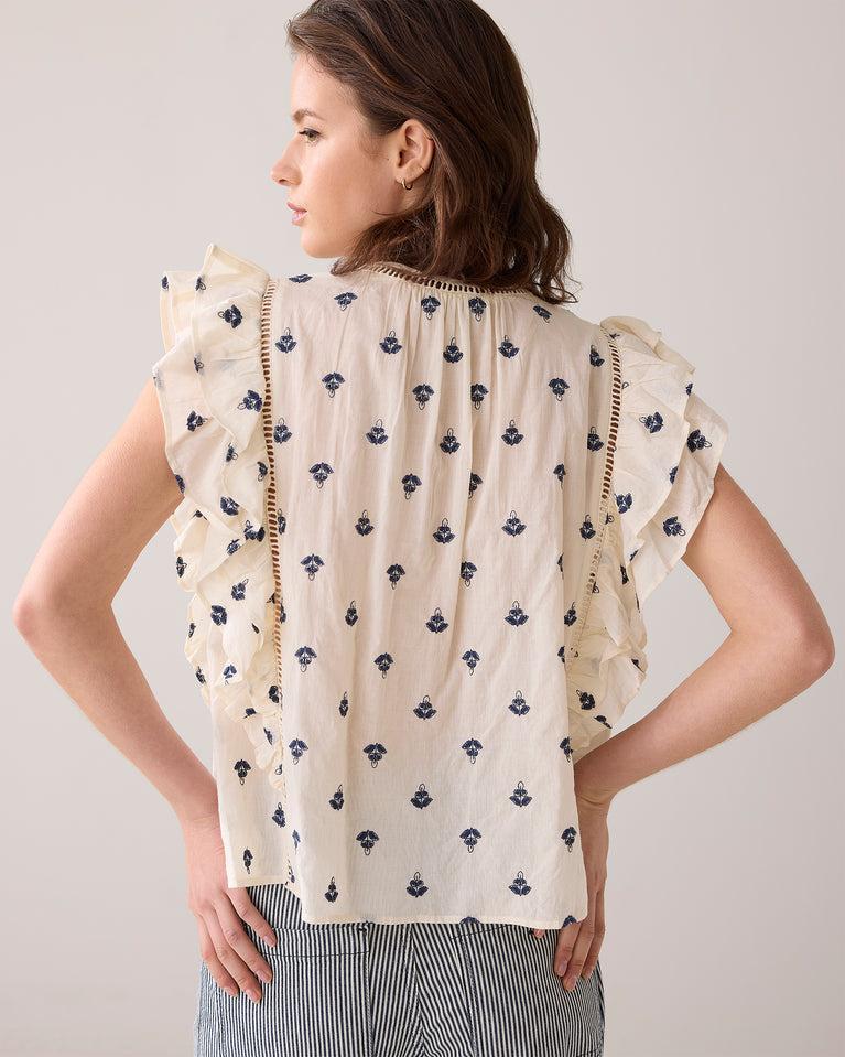 Summum Katoenen Top Met Geborduurde Bloemetjes