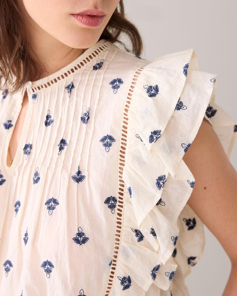 Summum Katoenen Top Met Geborduurde Bloemetjes