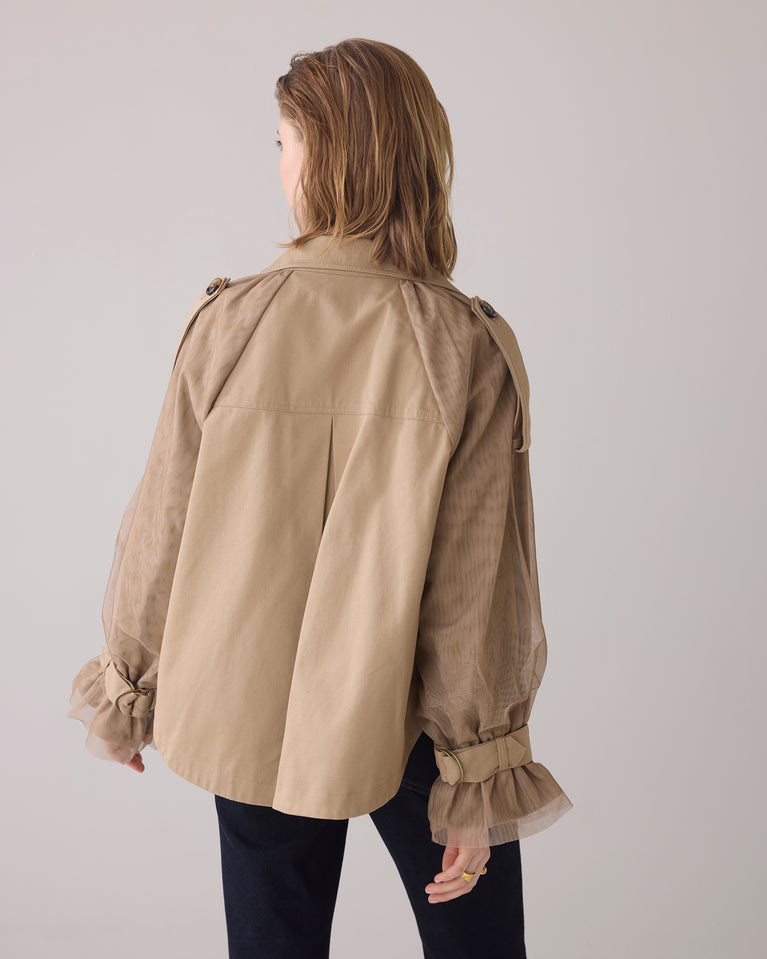 Summum Korte Trenchcoat Met Mesh Mouwen