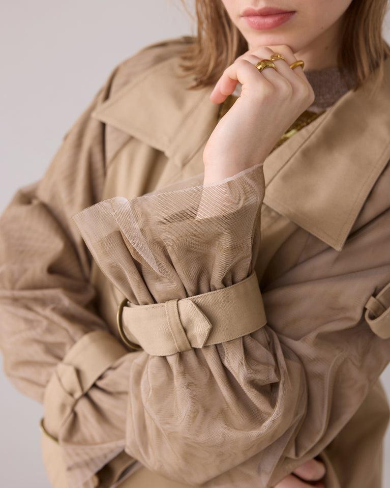 Summum Korte Trenchcoat Met Mesh Mouwen