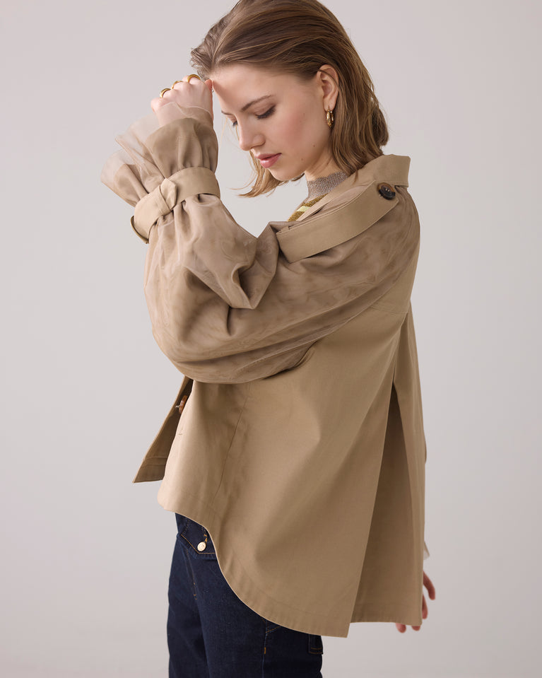 Summum Korte Trenchcoat Met Mesh Mouwen