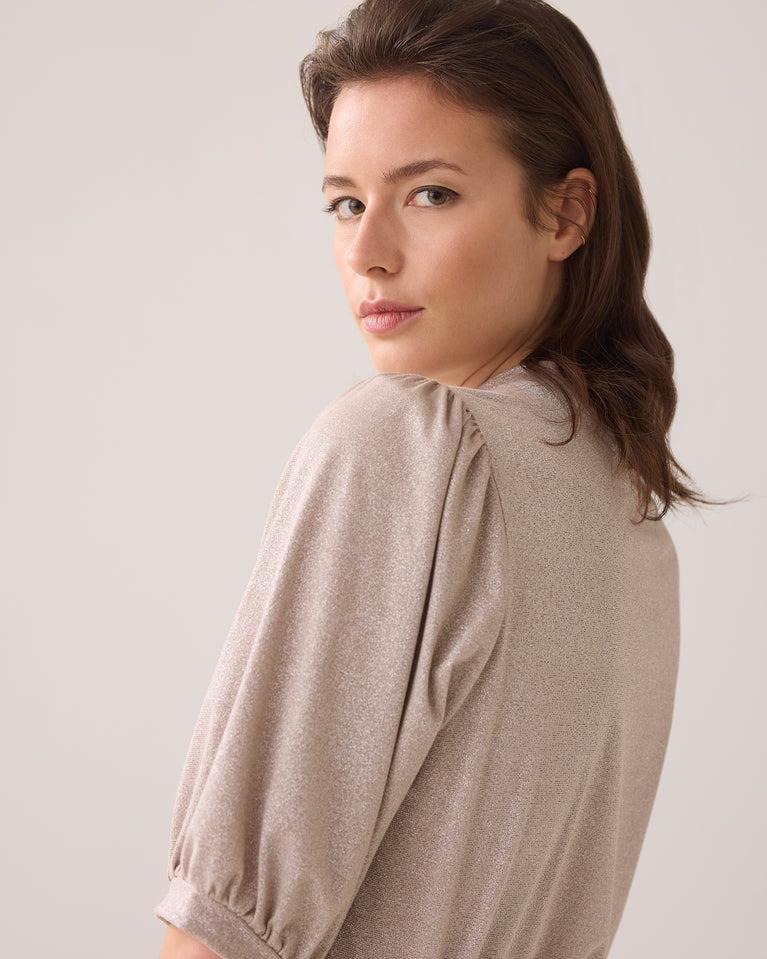 Summum Lurex-top Met Pofmouwen