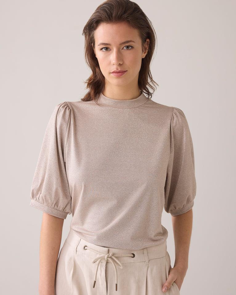 summum Lurex-top met pofmouwen