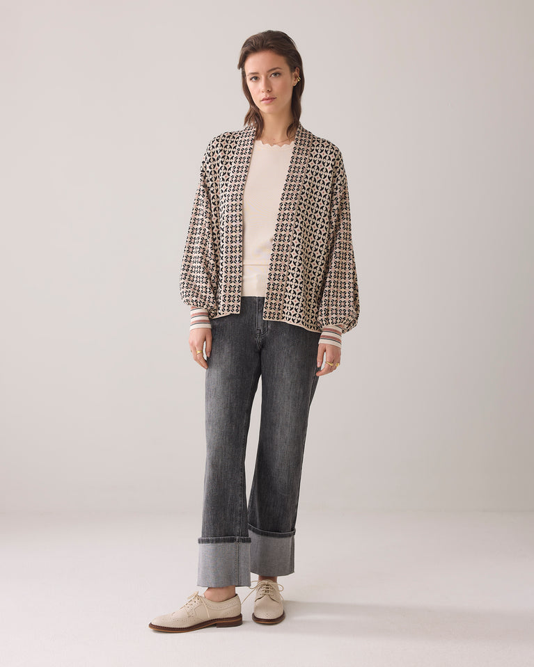 summum Luxe jacquard kimono vest