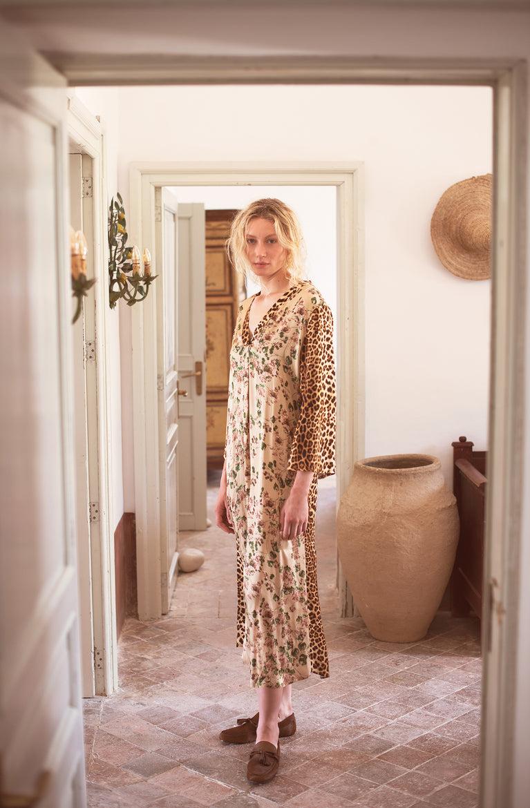 summum Midi jurk in mix van prints