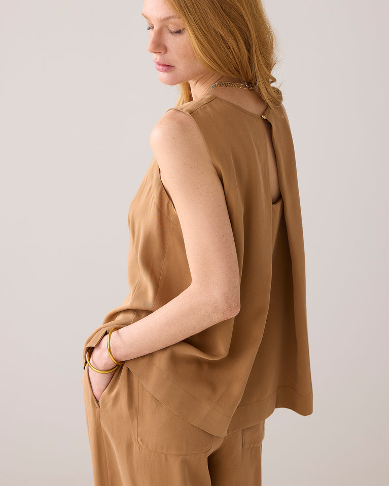 Summum Mouwloze Top Met Plooidetail