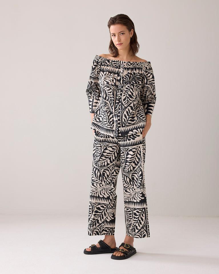 Summum Off-shoulder Blouse Two-tone