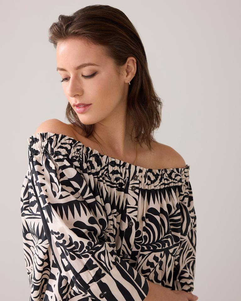 Summum Off-shoulder Blouse Two-tone