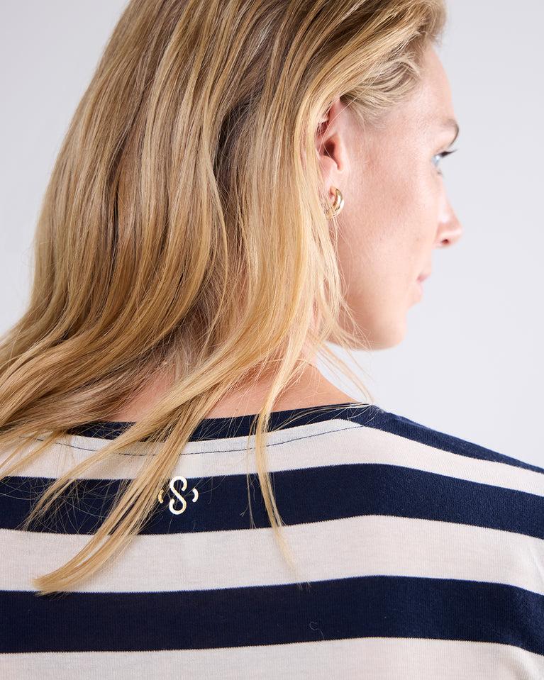 Summum Round Neck Sheer Jersey Stripe