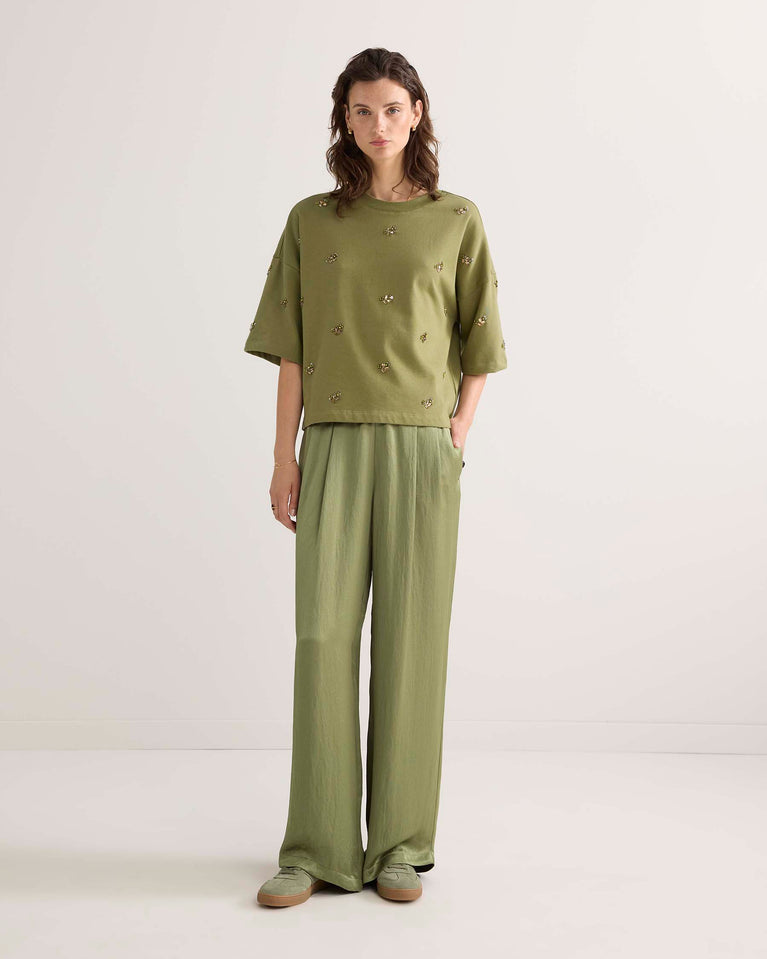 summum Sweatshirt met handgeborduurde pailletten