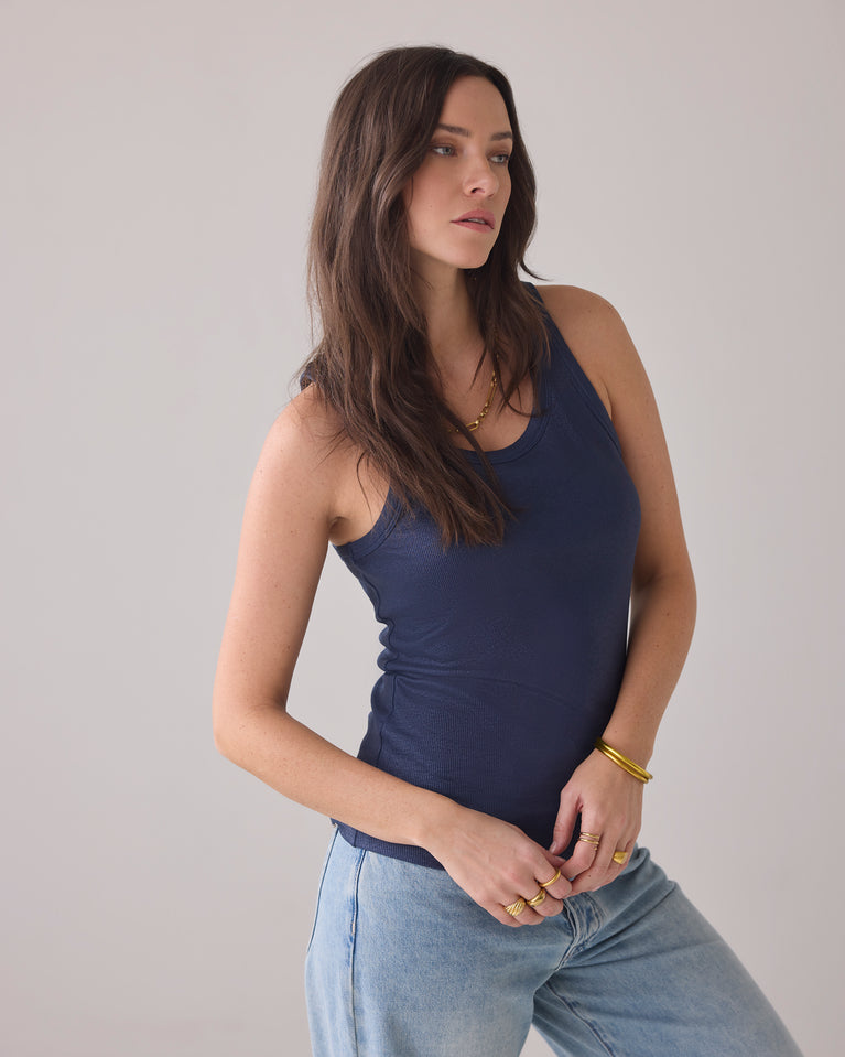 Summum Tanktop Van Stretch Ribstof