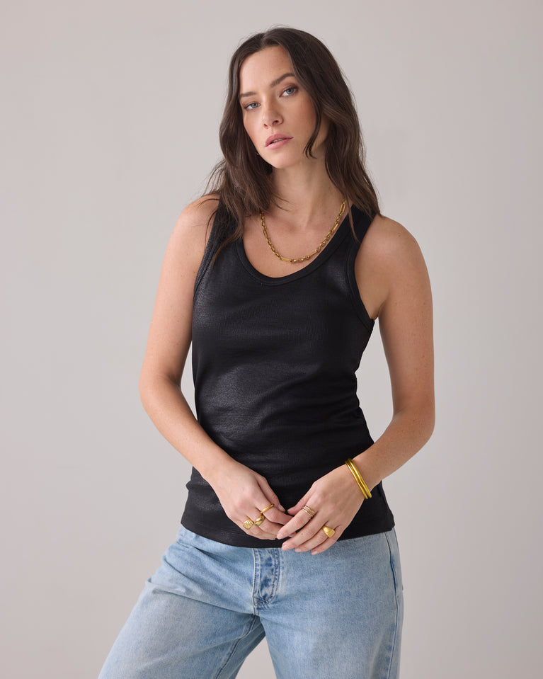 summum Tanktop van stretch ribstof