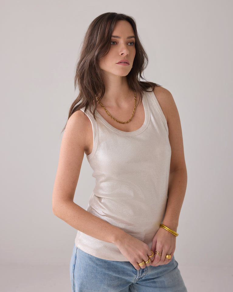 summum Tanktop van stretch ribstof