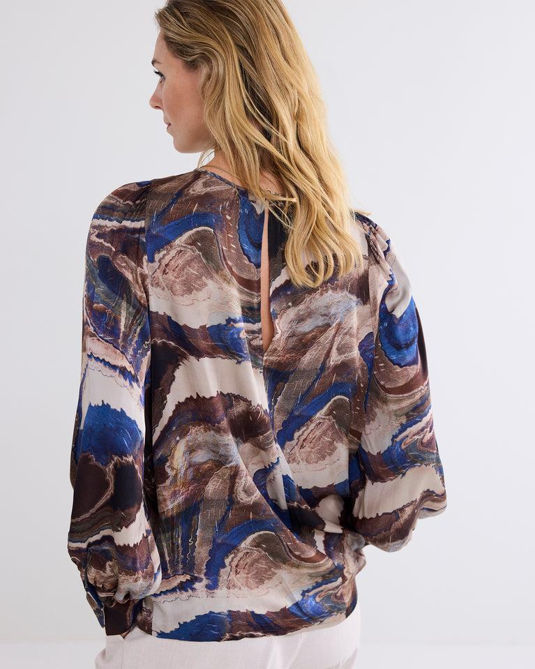 Summum Top Met Pofmouw In Glanzende Print
