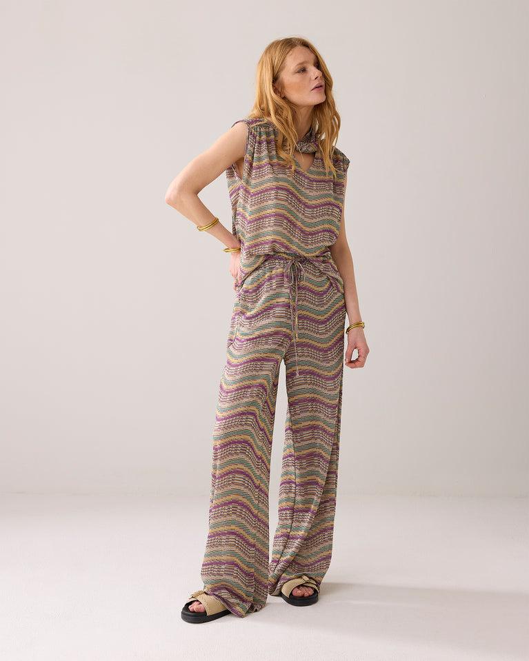 summum Wijde broek Italiaanse jacquardstof