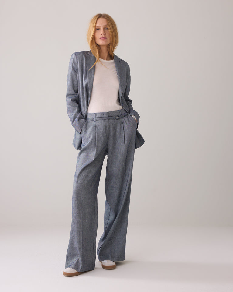 summum Wijde broek linnenblend