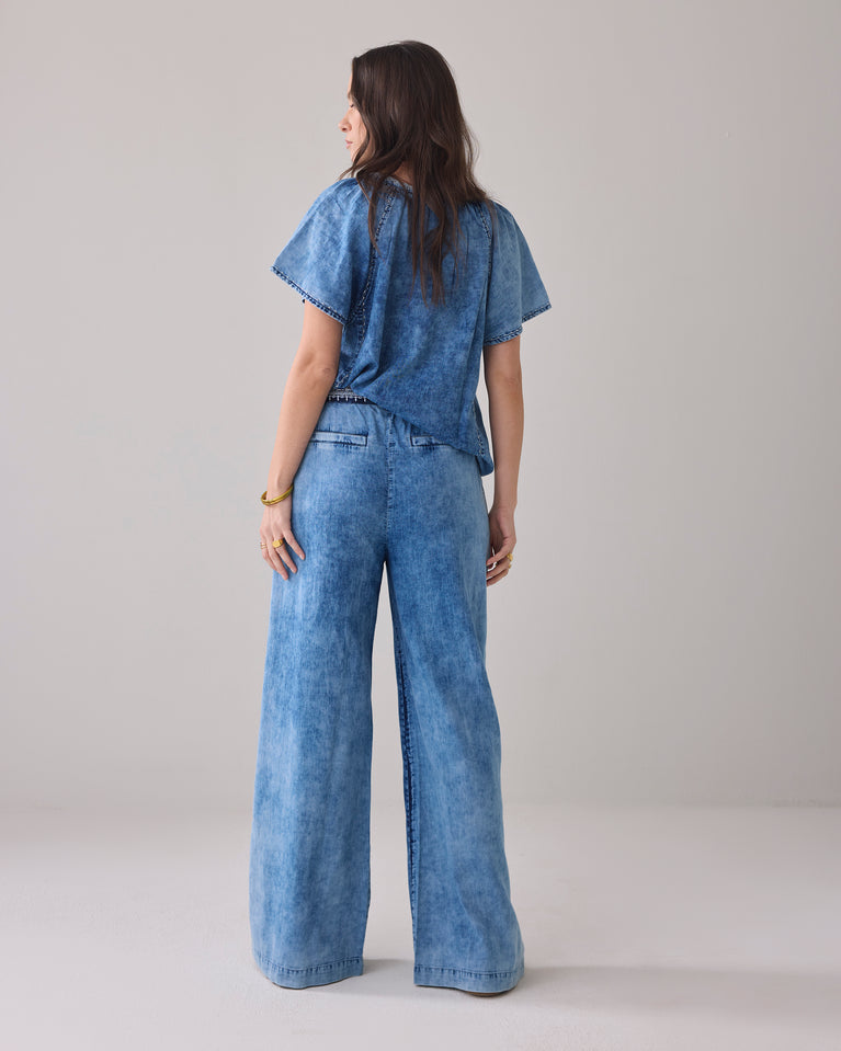 Summum Wijde Broek Met Stoffen Ceintuur