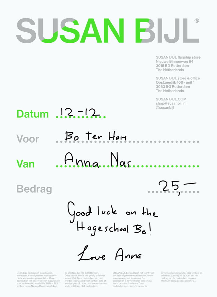 susan bijl Physical Gift Card - €25