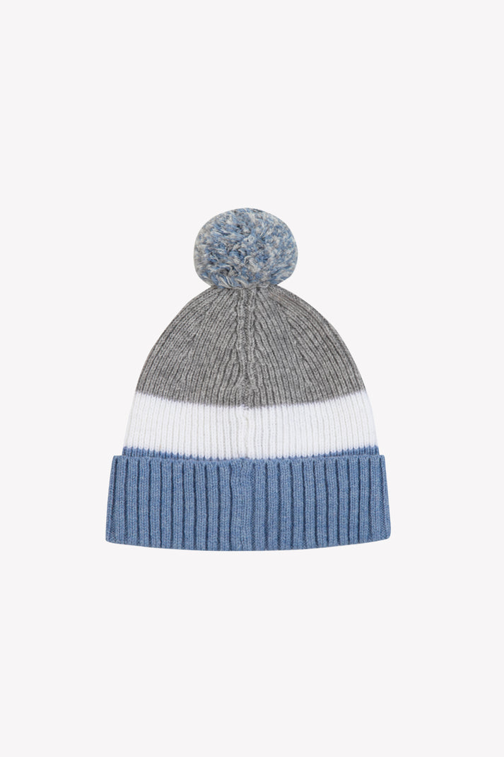 Tartine Et Chocolat Bonnet Blauw Grijse Pompom Navy