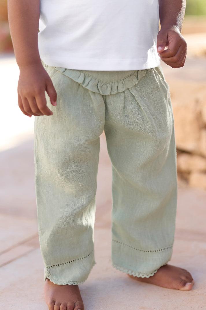 tartine et chocolat Broek Groen verstandig Linnen Openwork -details verstandig