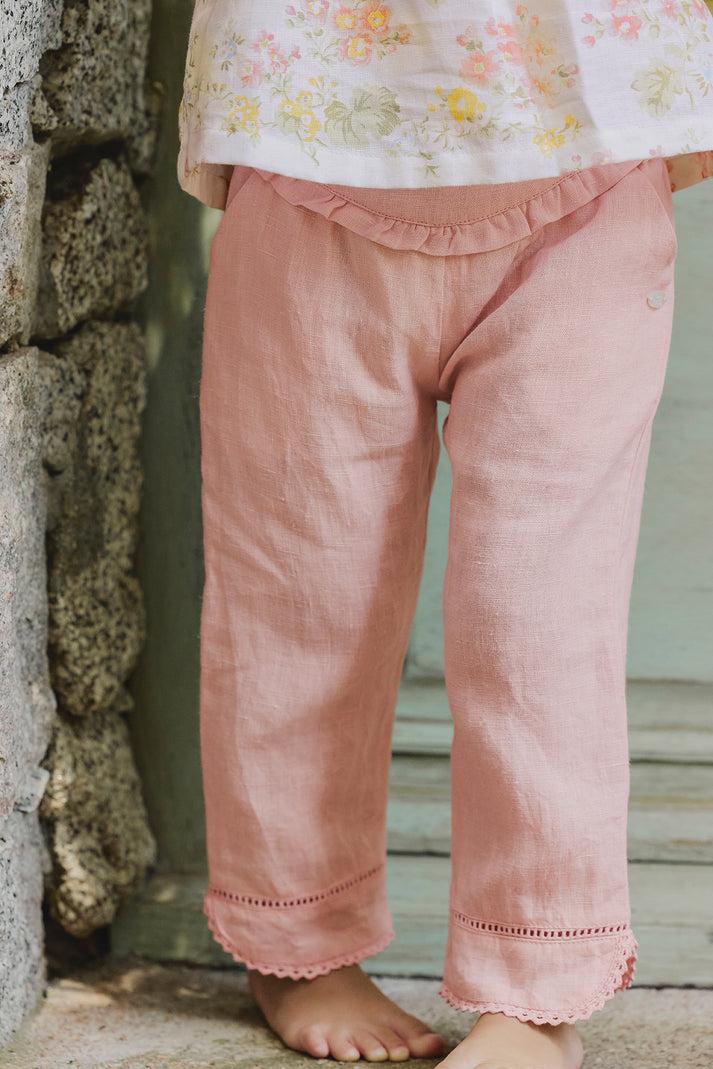 tartine et chocolat Broek pioen Linnen Openwork -details verstandig