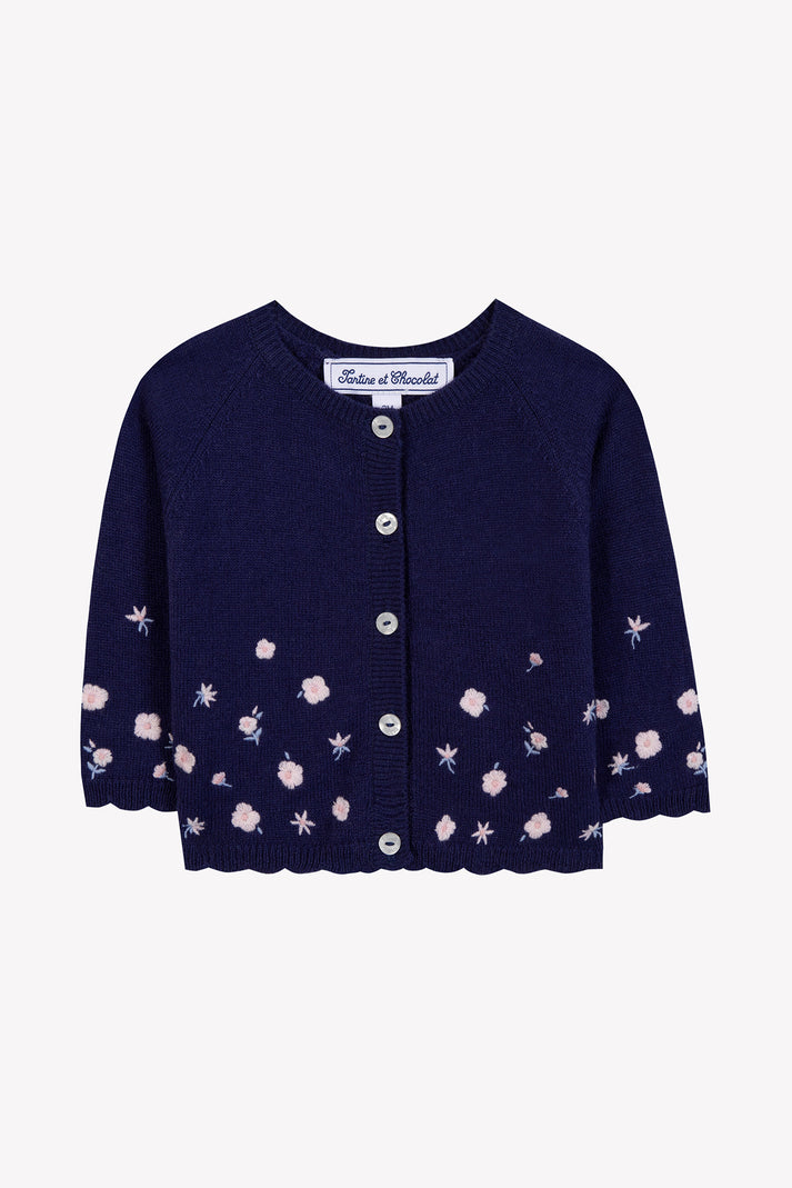 tartine et chocolat Cardigan myosotis Borduurwerk Lichtroze Moeder -of -Pearl