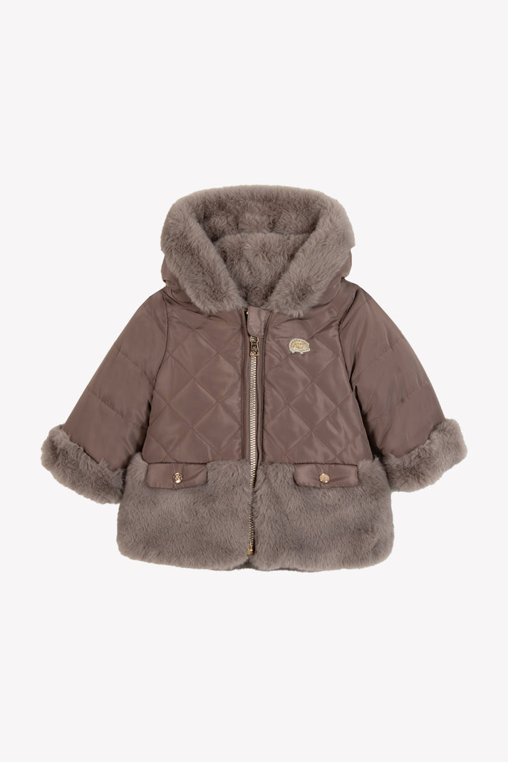 tartine et chocolat Donsjack Taupe Omkeerbaar Lichtroze