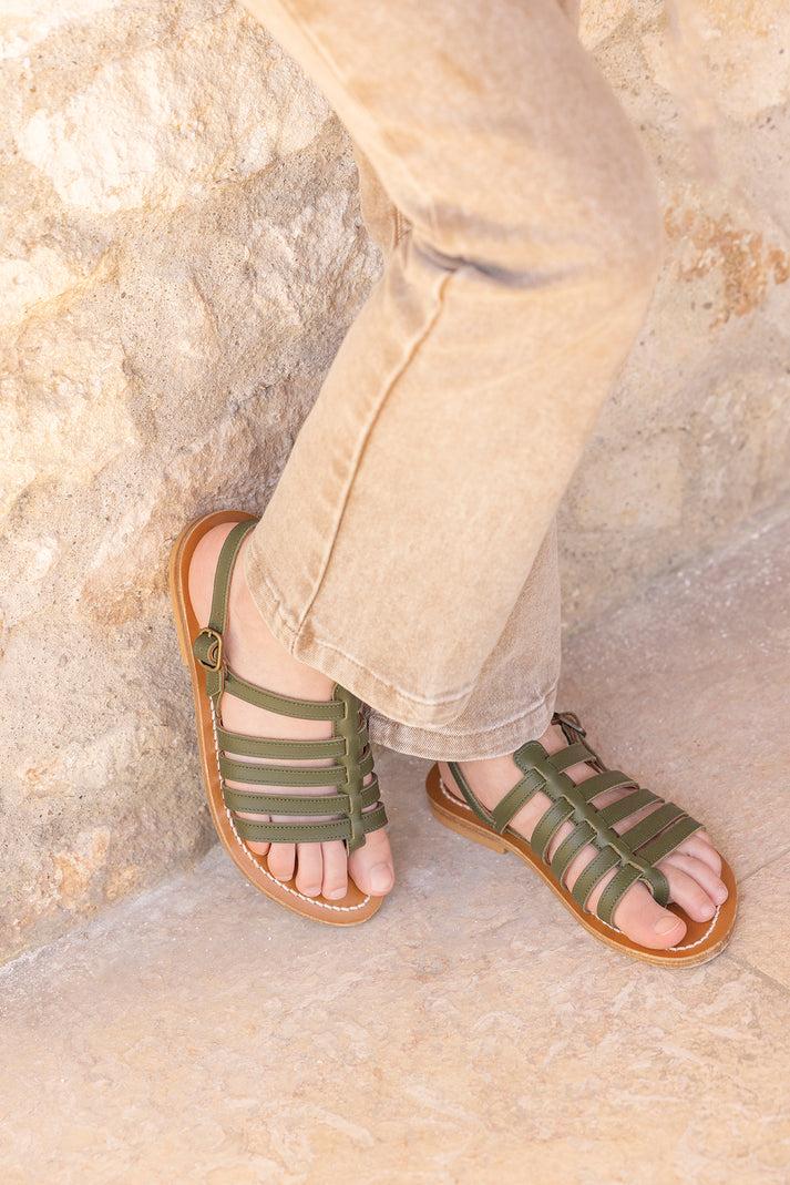 Tartine Et Chocolat Homere Sandalen Khaki Kjacques X Tartine Et Chocolat Roze Bleek