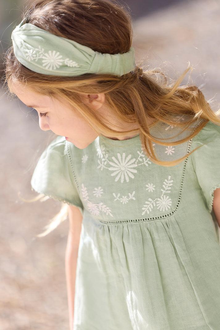 tartine et chocolat Hoofdband Groen verstandig Linnen Borduurwerk bloemrijk vissen