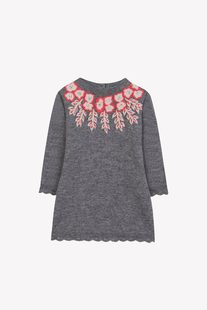 tartine et chocolat Jurk Grijs Chinees borduurwerk Moeder -of -Pearl