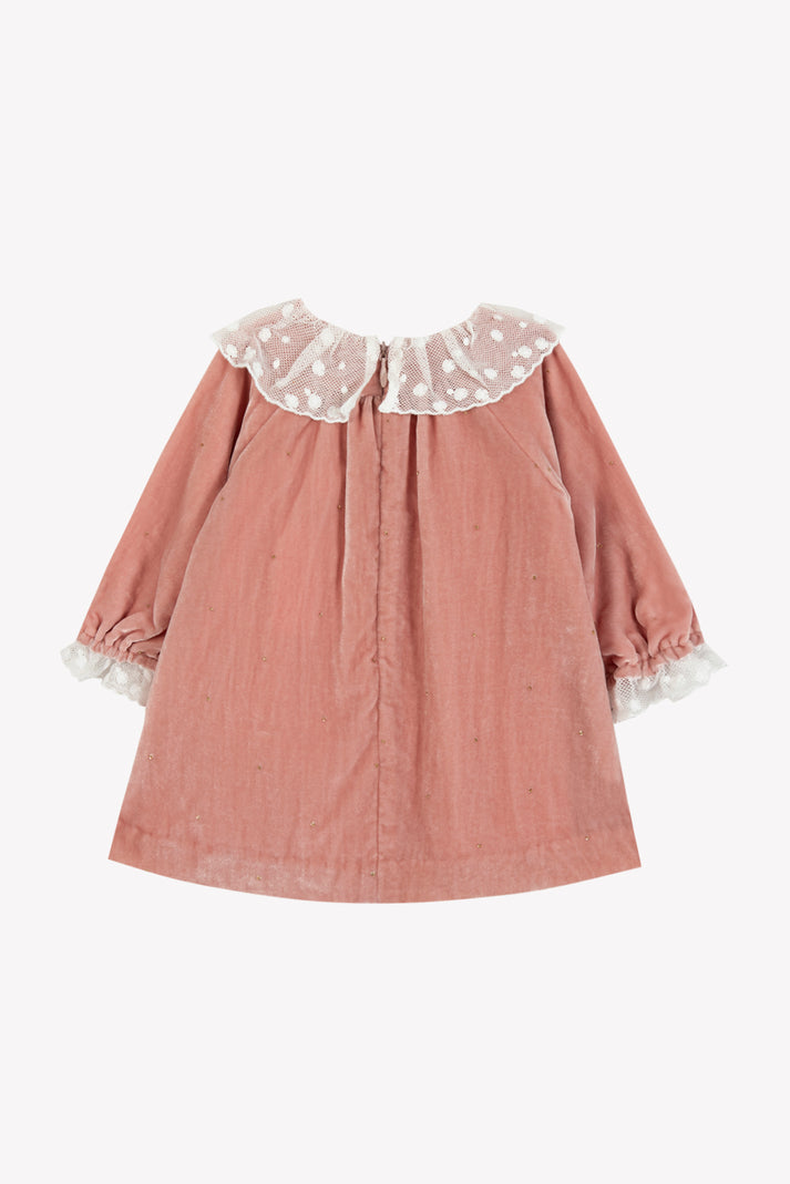 Tartine Et Chocolat Jurk Roze Poederen Velours Moeder -of -Pearl