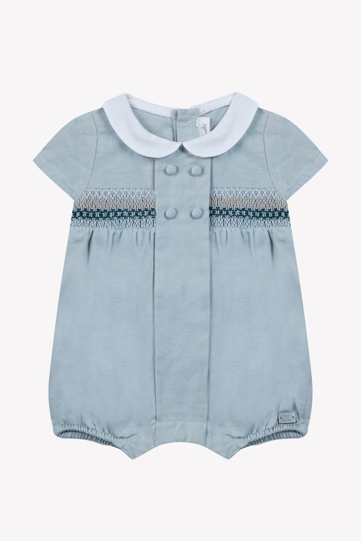 Tartine Et Chocolat Korte Combinatie Blauw Hemel- Linnen Geborduurde Blauw Hemel