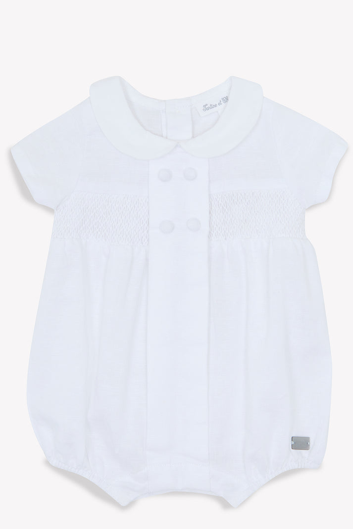 Tartine Et Chocolat Korte Combinatie Wit Linnen Geborduurde Blauw Hemel