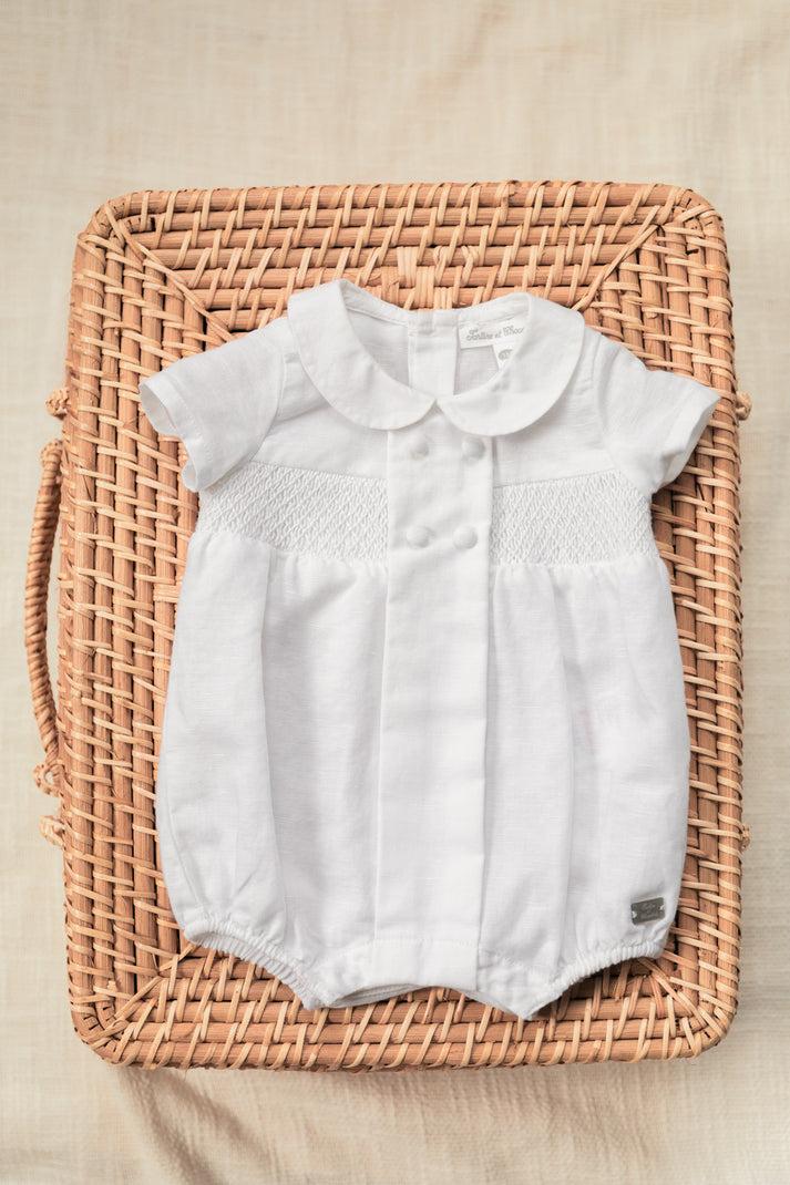 tartine et chocolat Korte combinatie Wit Linnen Geborduurde Blauw hemel