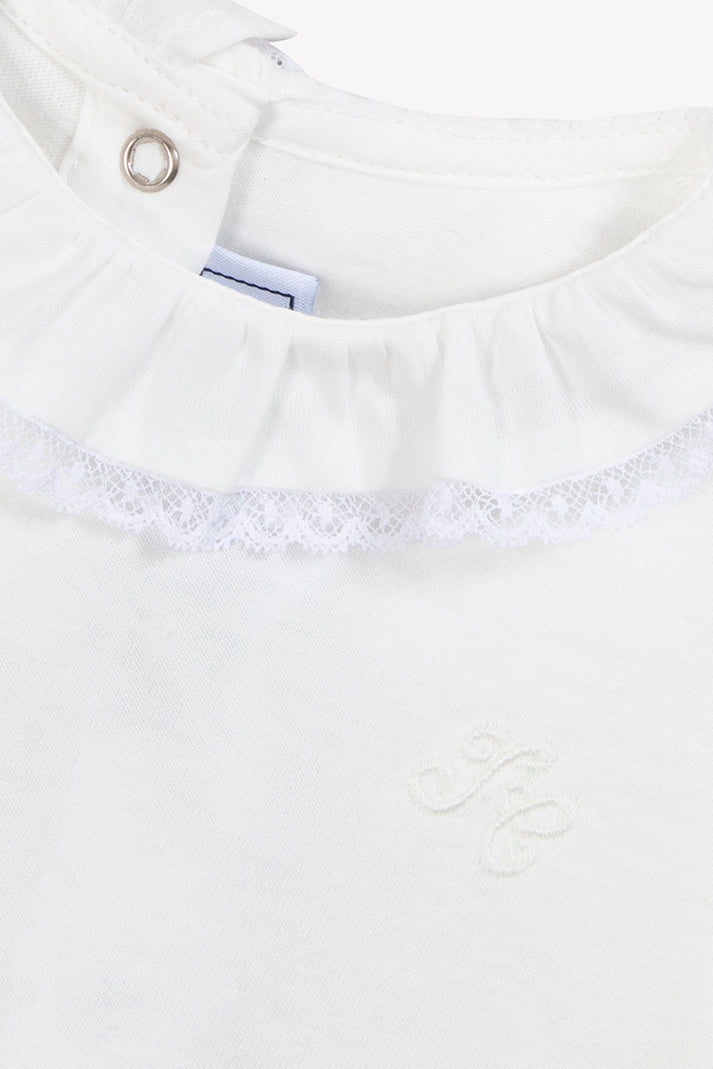 Tartine Et Chocolat Lichaam Ecru Klein Kraag Met Ruches Moeder -of -Pearl