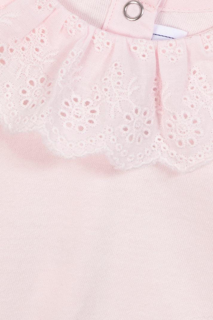 Tartine Et Chocolat Lichaam Lichtroze Kraag Met Ruches Wit