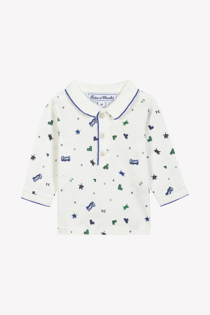 tartine et chocolat Polo Blauw elektrisch Tekening pixels Blauw elektrisch