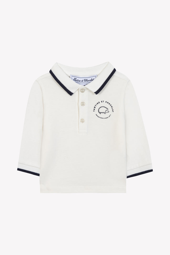 tartine et chocolat Polo Ecru RandenNavy Moeder -of -Pearl