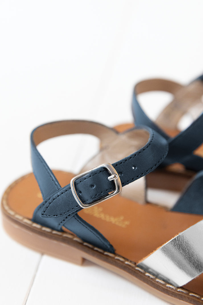 Tartine Et Chocolat Sandalen Leer Navy En Geld Blauw Marine