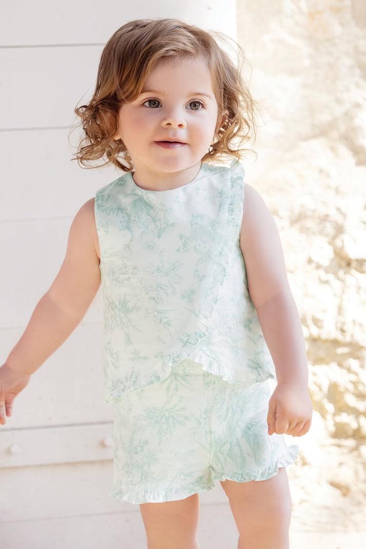 tartine et chocolat Set kort Watergroen geïnspireerd op Toile de Jouy Praline