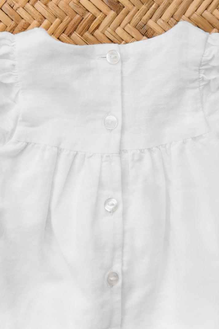 Tartine Et Chocolat Set Kort Wit Linnen Borduurwerk Bloemrijk Wit