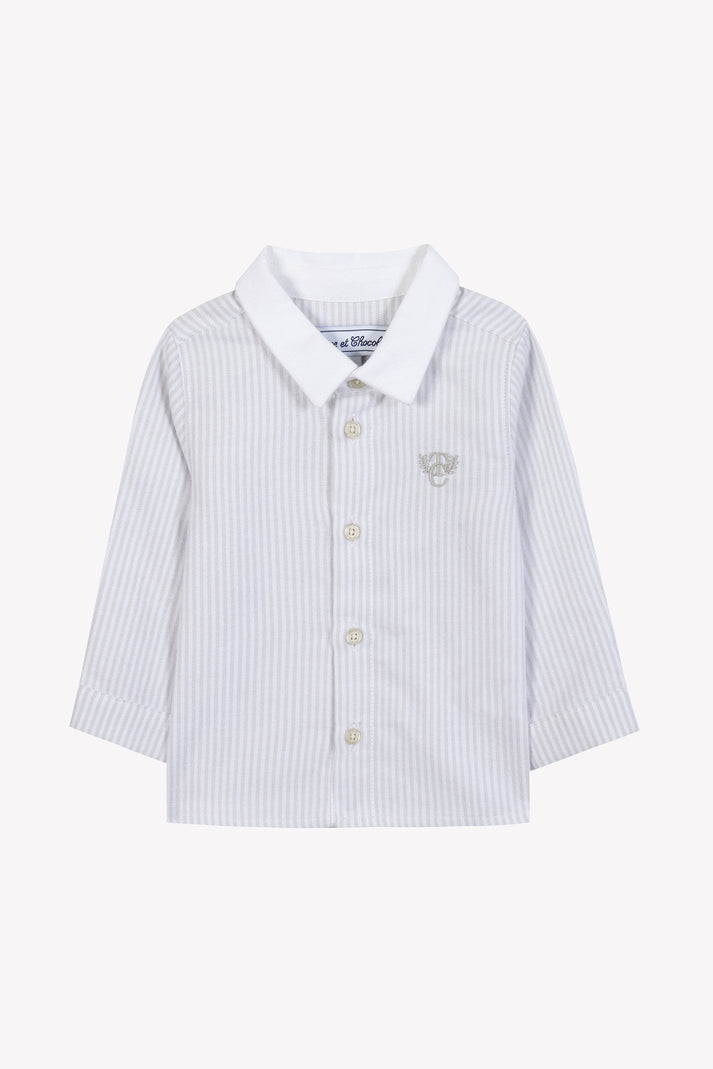 Tartine Et Chocolat Shirt Lichtgrijs Streeps TC Monogram Wit